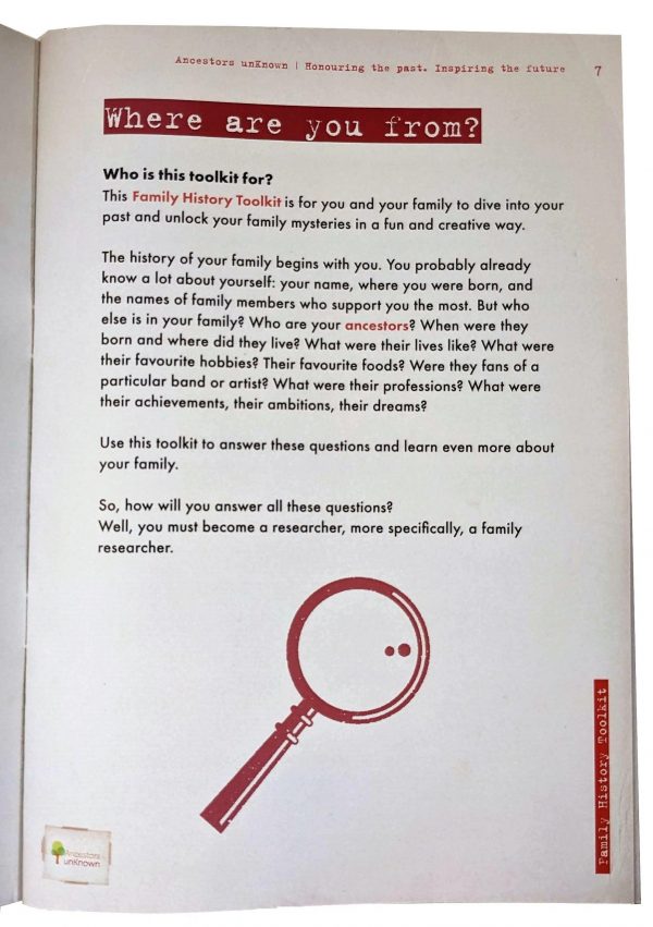 Open book, showing one page from the Toolkit booklet